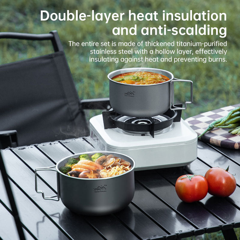 Titanium Alloy Camping Pot - Lightweight Collapsible Outdoor Cooking Pot