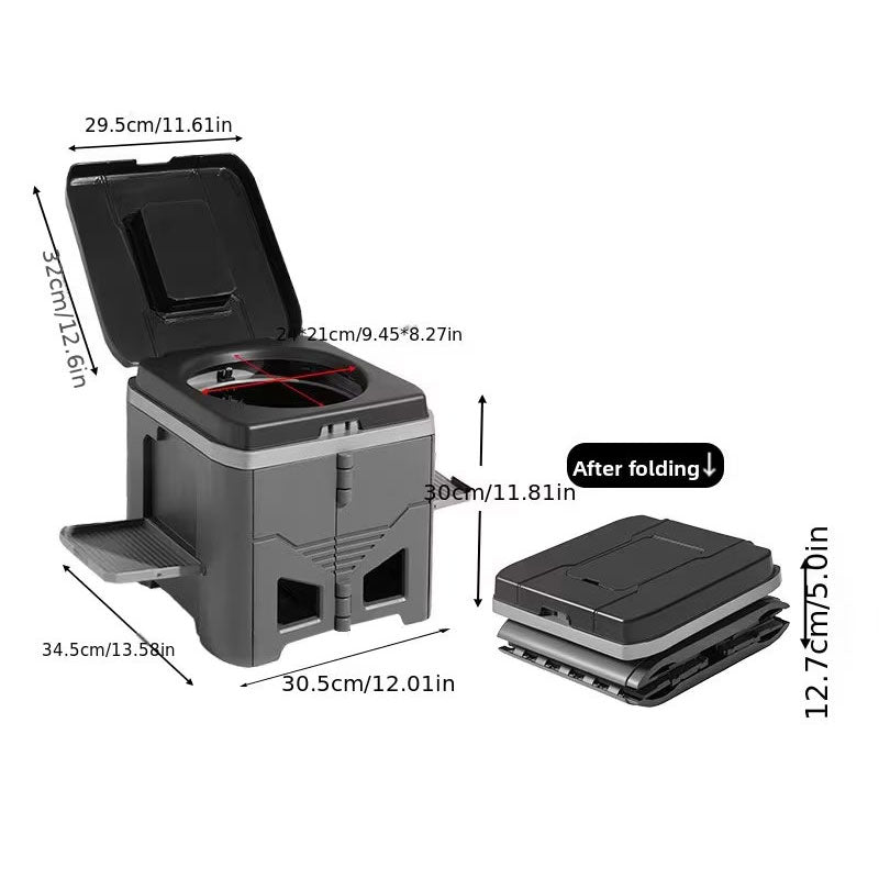 Foldable Portable Toilet for Car & Camping - Emergency Outdoor Stool with Odor-Proof Design, Adult Travel Toilet