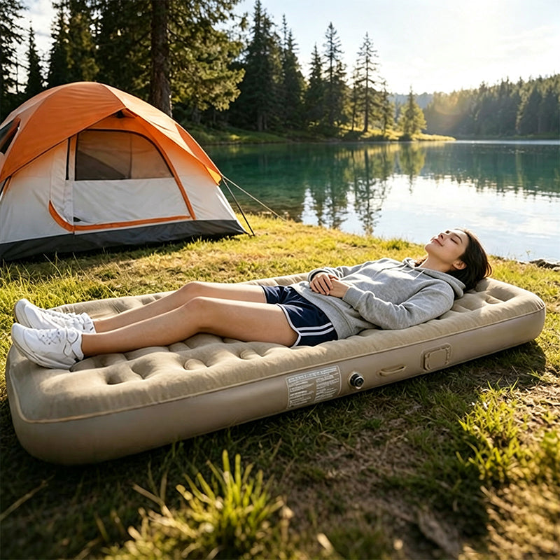One-Touch Self-Inflating Air Mattress with Built-in Pump – Portable, Moisture-Resistant Camping & Travel Air Bed