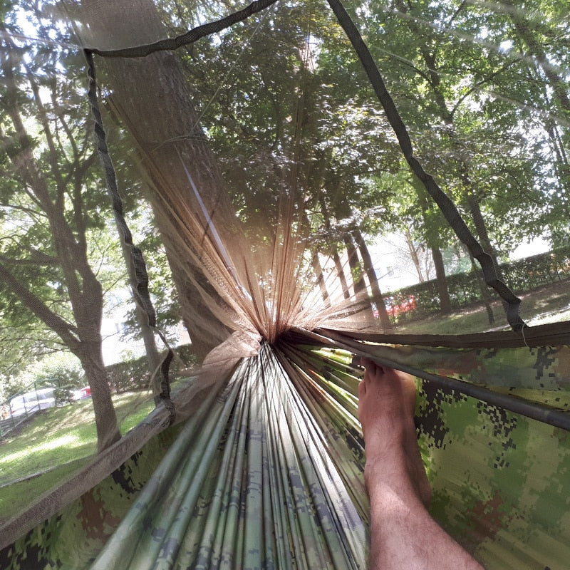 1 2 Person Outdoor Mosquito Net Parachute Hammock Camping Hanging Sleeping Bed Swing Portable  Double  Chair Hamac Army Green
