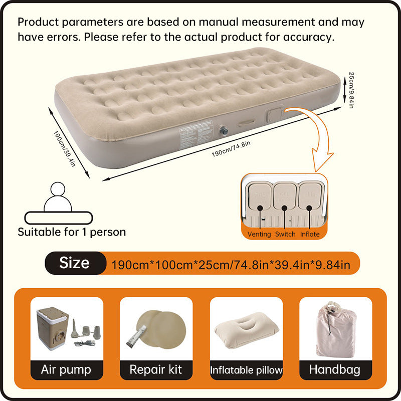 One-Touch Self-Inflating Air Mattress with Built-in Pump – Portable, Moisture-Resistant Camping & Travel Air Bed